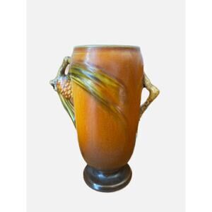 Roseville Pine Cone Brown 1936 Vintage Art Pottery Ceramic Vase 748-6